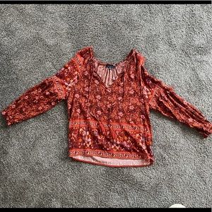 Bright floral pattern shirt with tassels